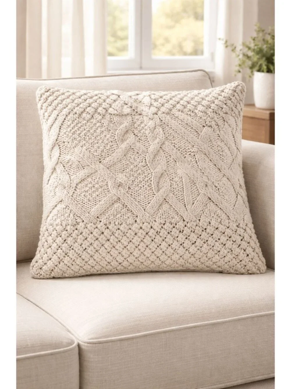 Crate & Barrel Crochet Pillowcase Cream the macrame throw pillow cover